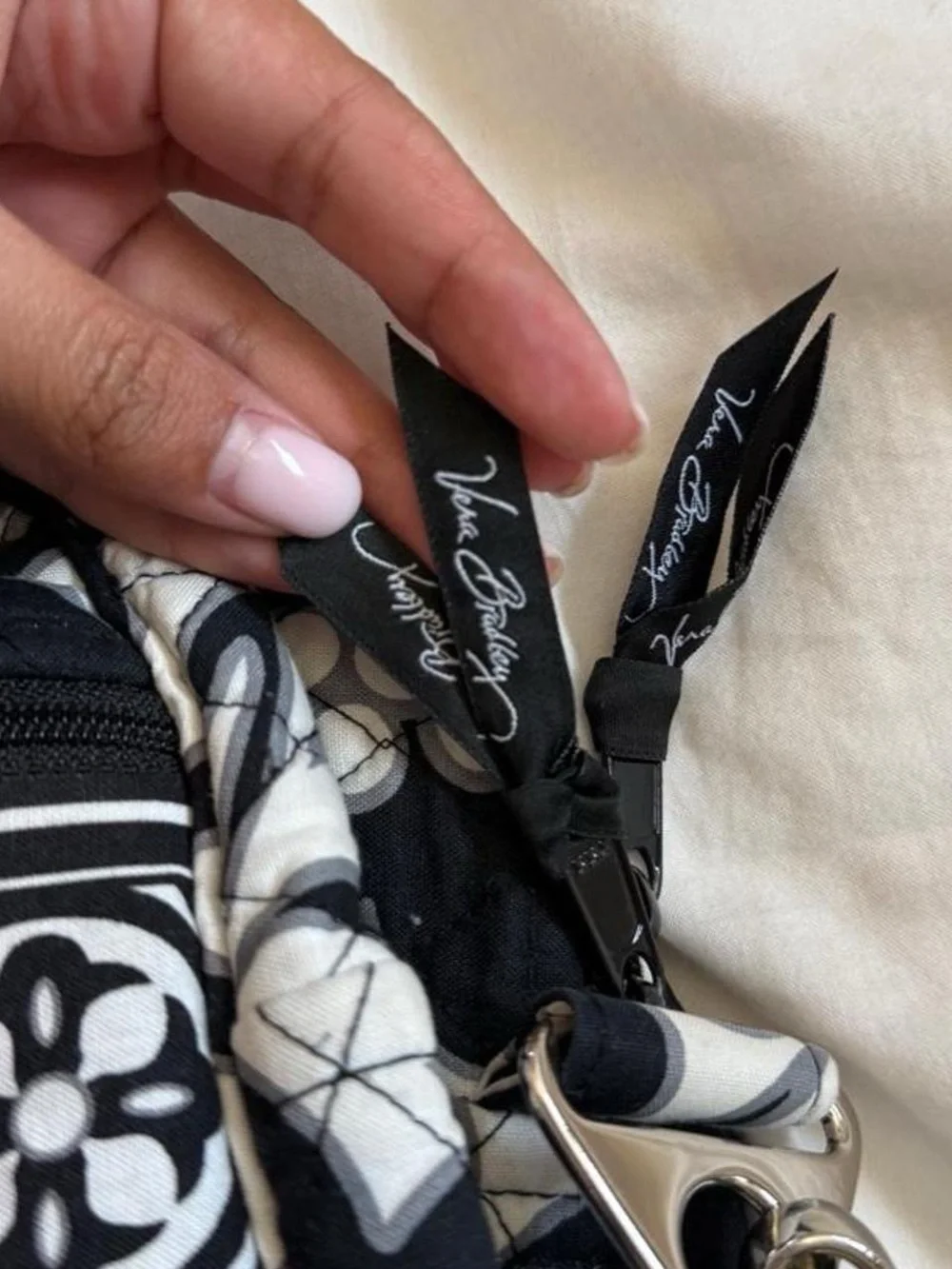 Vera Bradley Black and White Quilted Floral Tote